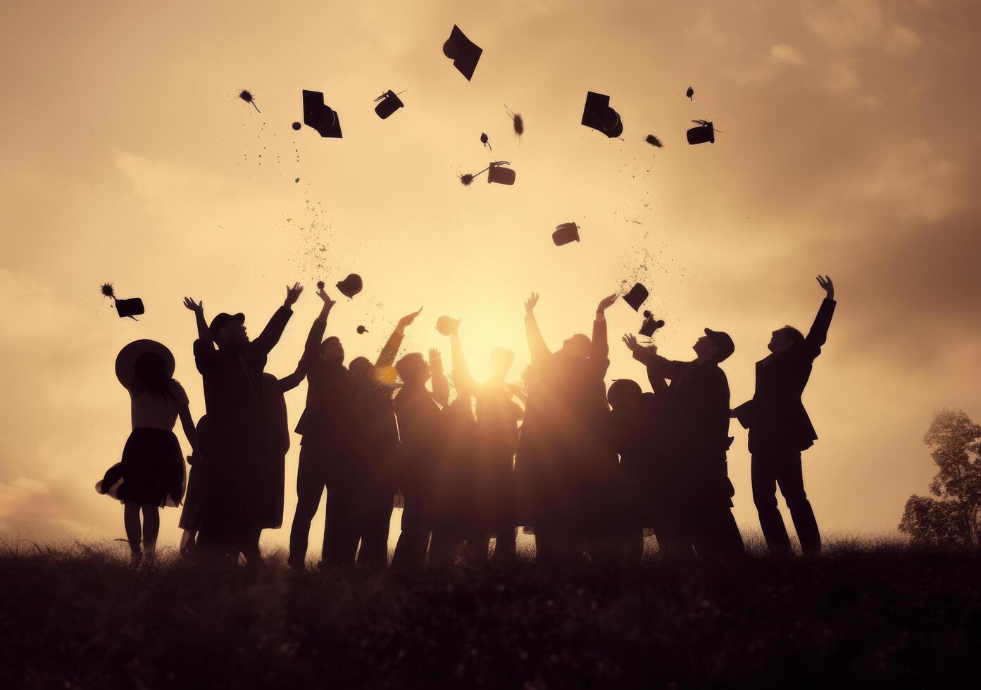Graduated students. Illustration photo