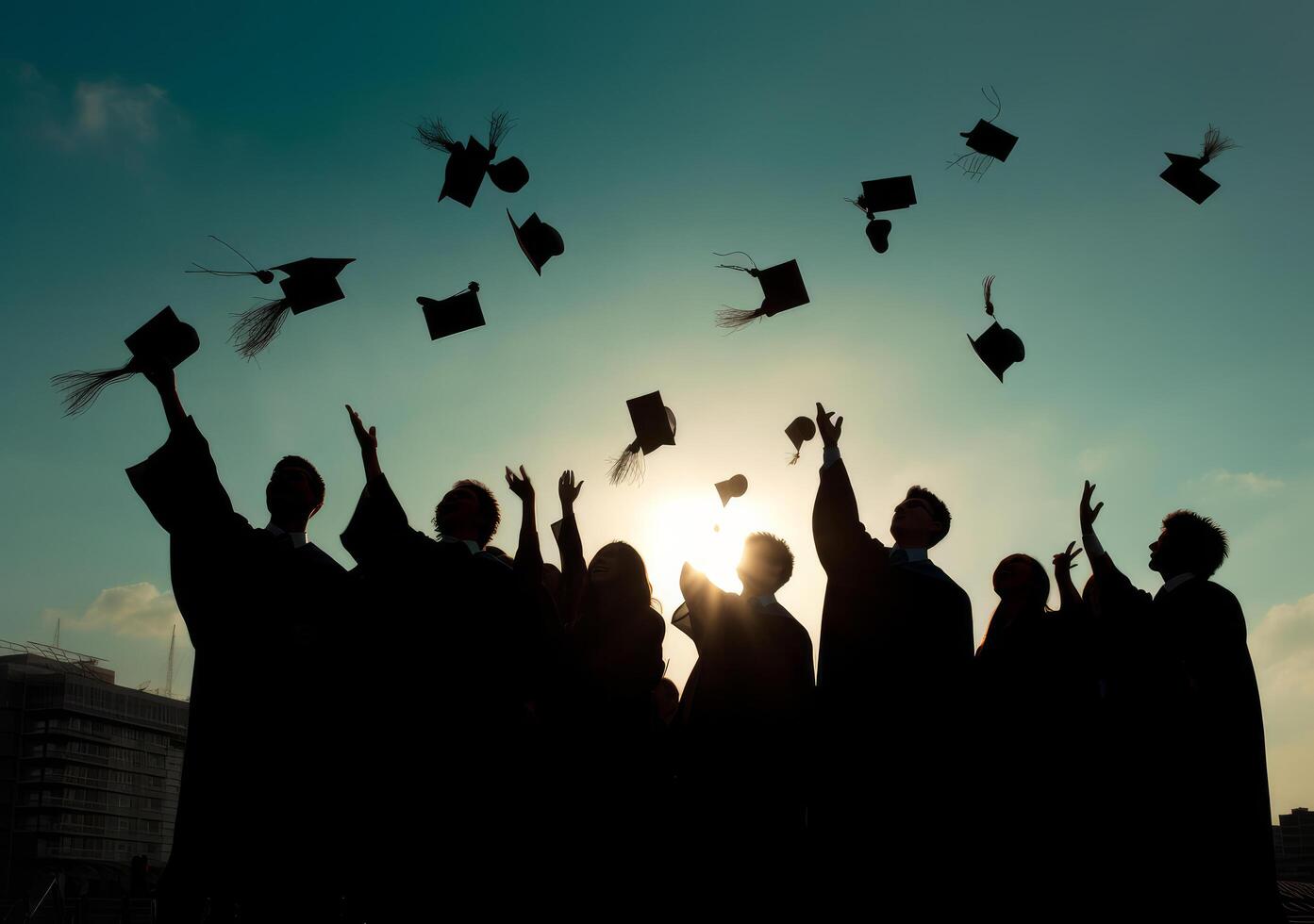 Graduated students. Illustration photo