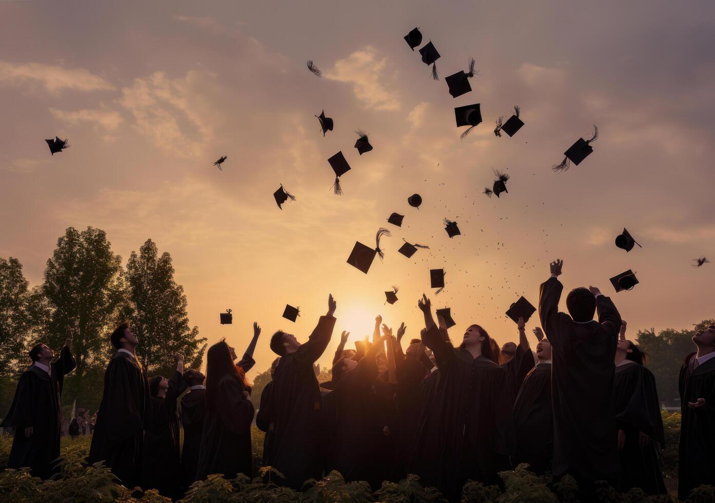 Graduated students. Illustration photo