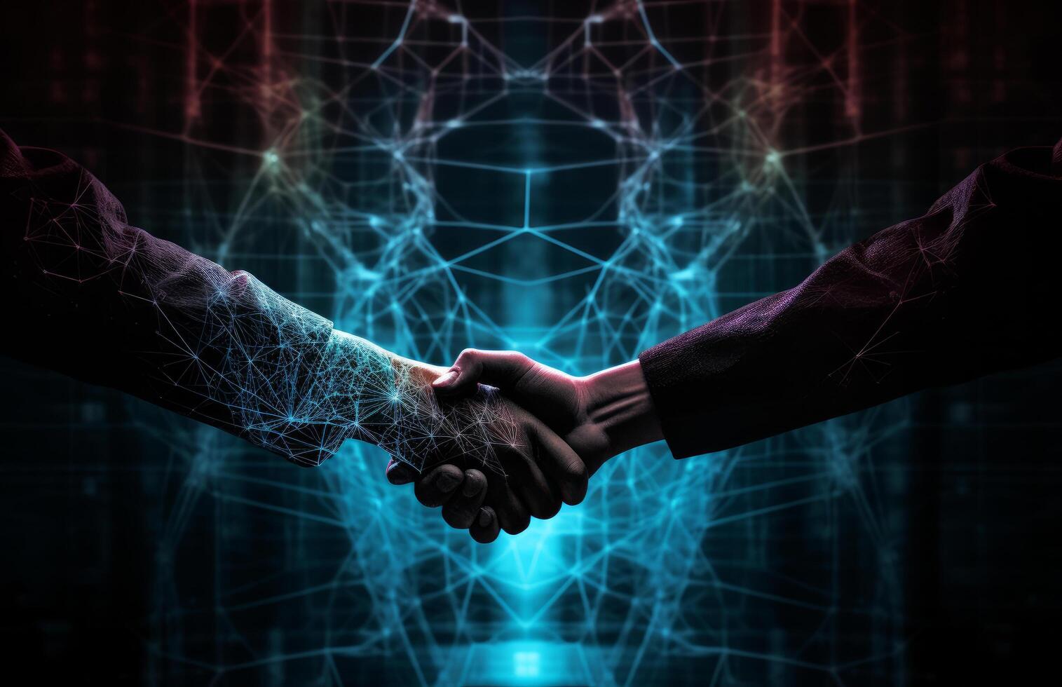 two Man with digital city. Illustration photo