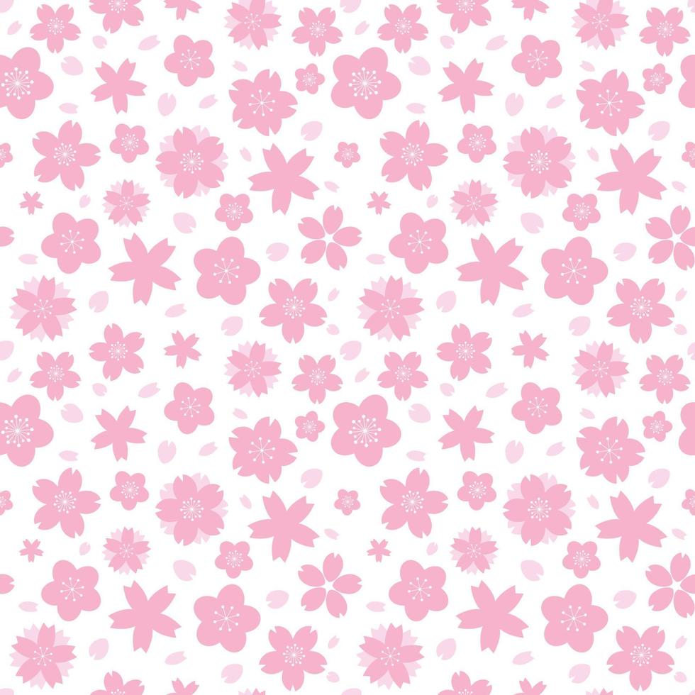 Seamless pattern with geometrical pink sakura flowers vector