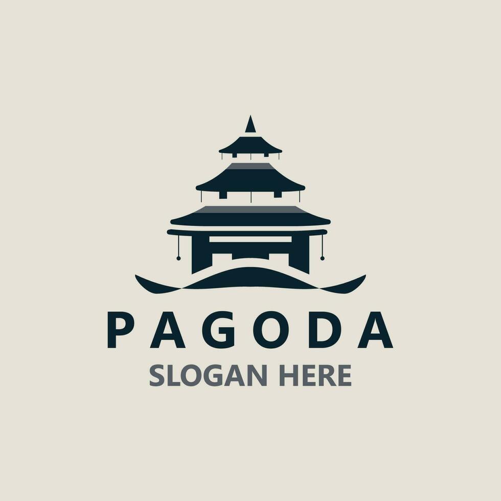 pagoda cultura logo Clásico diseño ilustración, templo patrimonio edificio vector