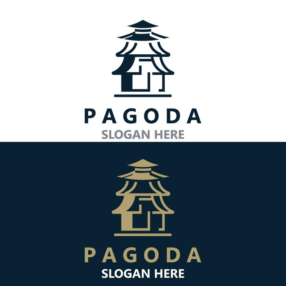 pagoda cultura logo Clásico diseño ilustración, templo patrimonio edificio vector