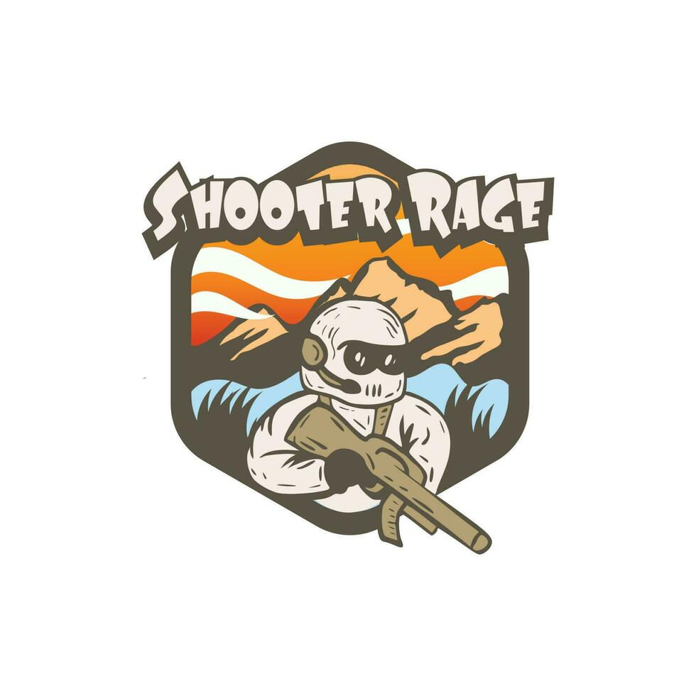 vintage retro shooter logo emblem badge vector