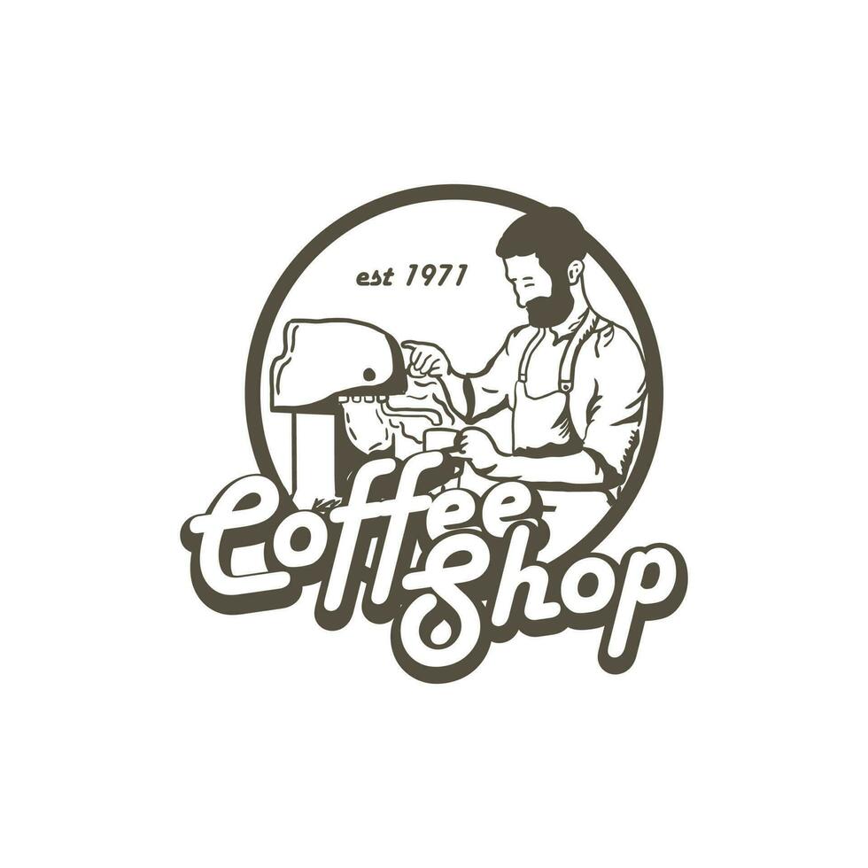 retro vintage coffee shop emblem badge logo vector