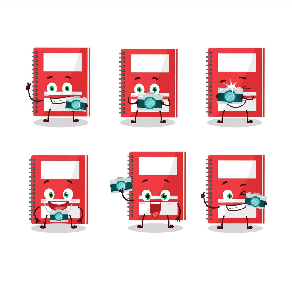 Red study book cartoon character with nope expression vector