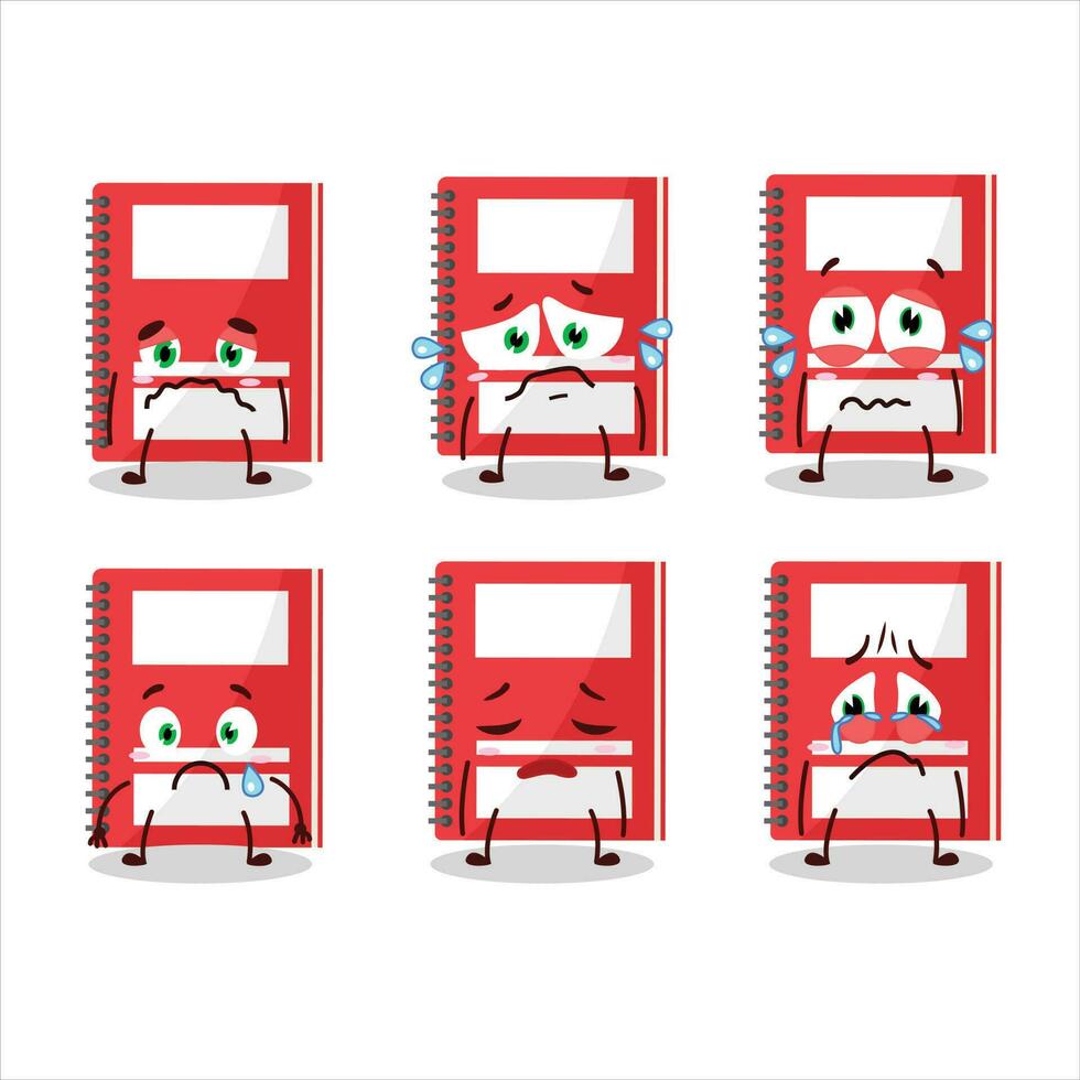 Red study book cartoon character with sad expression vector