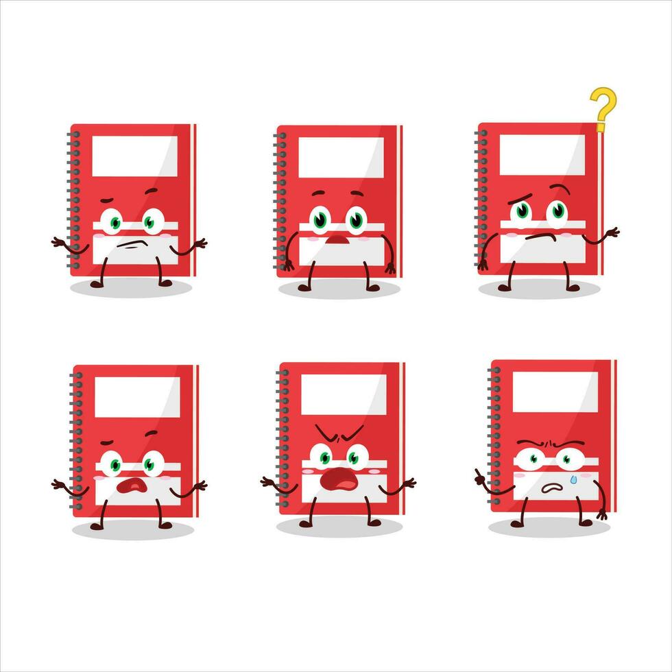 Cartoon character of red study book with what expression vector