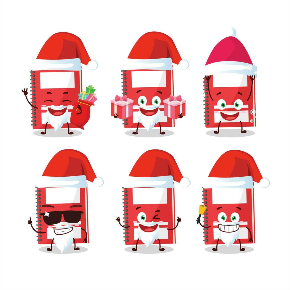 Papa Noel claus emoticones con rojo estudiar libro dibujos animados personaje vector