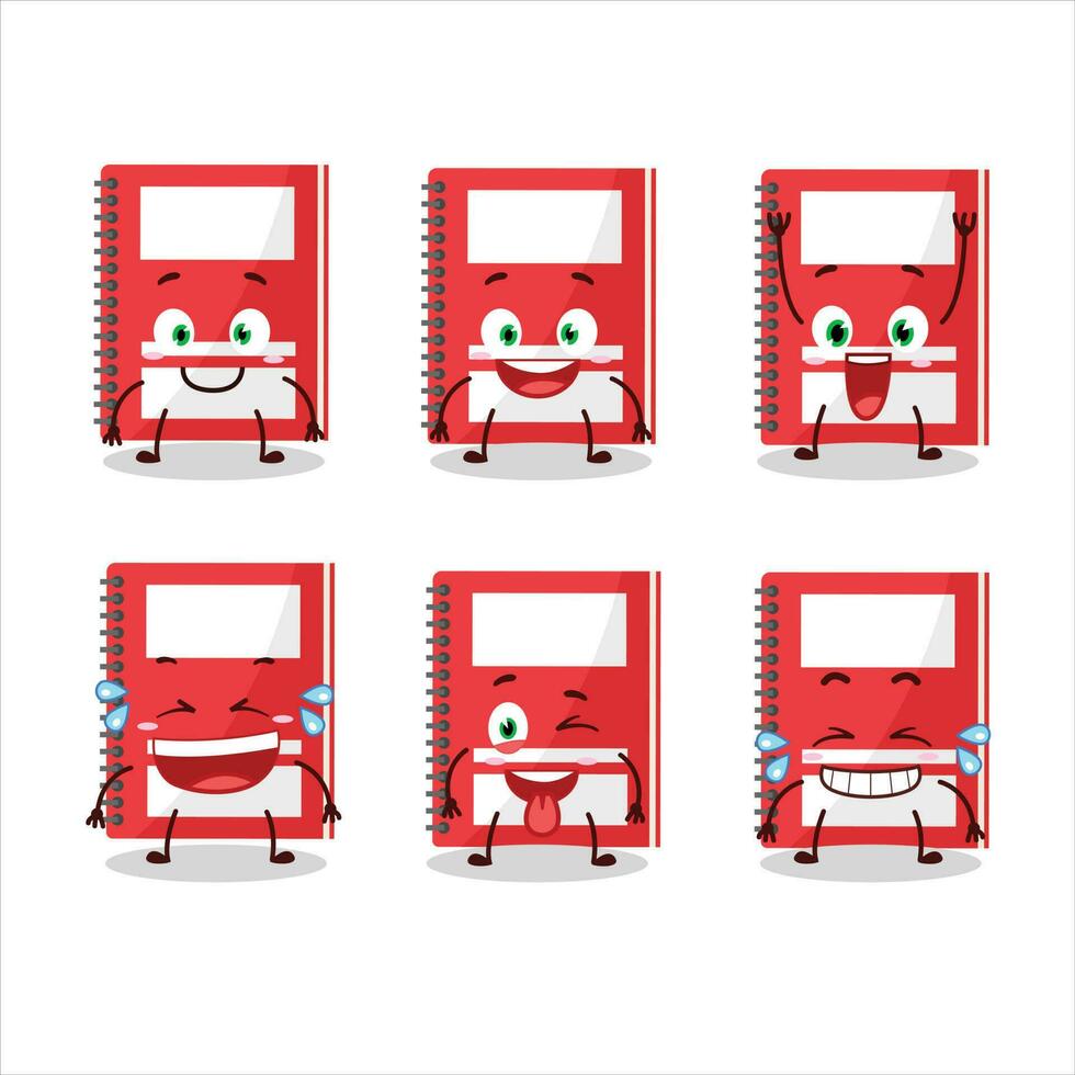 dibujos animados personaje de rojo estudiar libro con sonrisa expresión vector