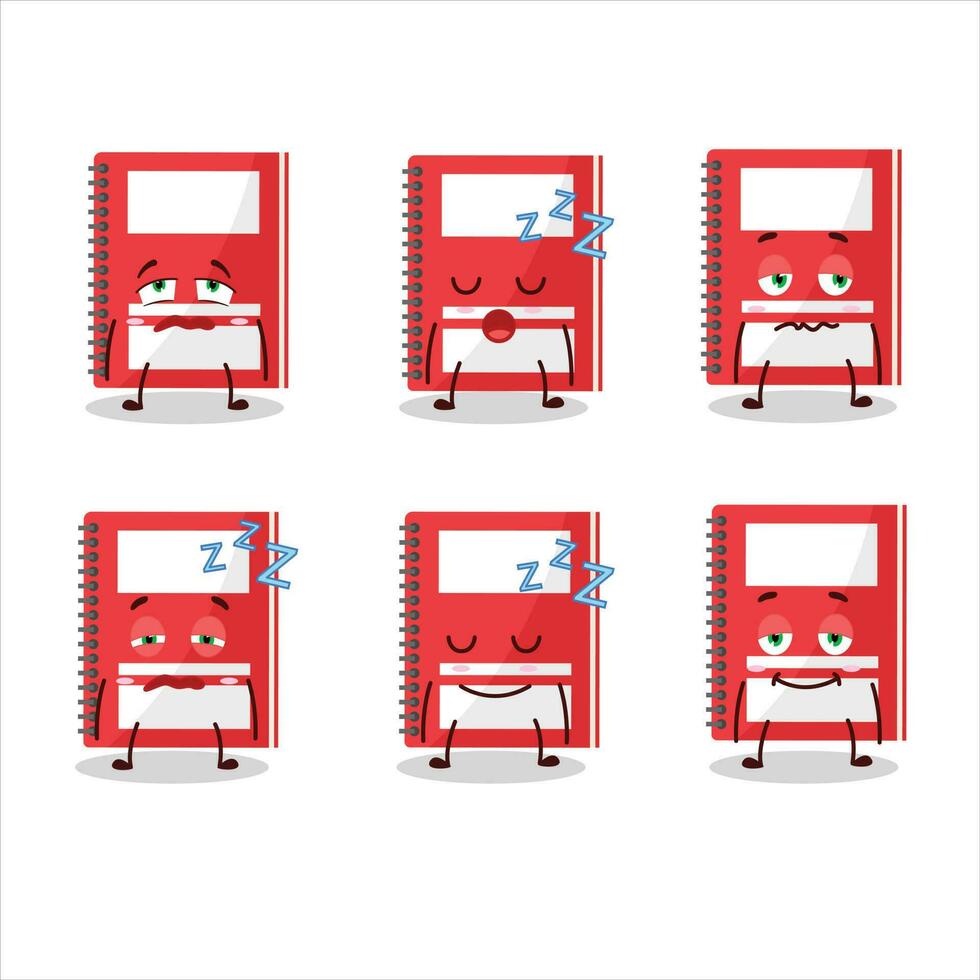 Cartoon character of red study book with sleepy expression vector