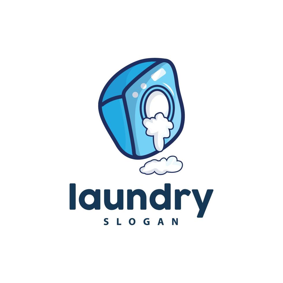 Laundry Logo, Cleaning Washing Vector, Laundry Icon With Washing Machine, Clothes and Foam Bubble, Illustration Symbol Design Template vector