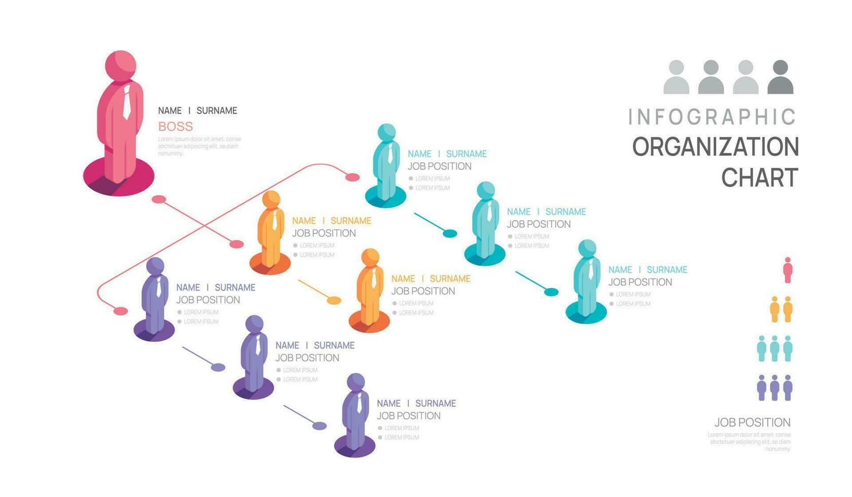 Infographic template for organization chart with business avatar icons. vector infographic for business.