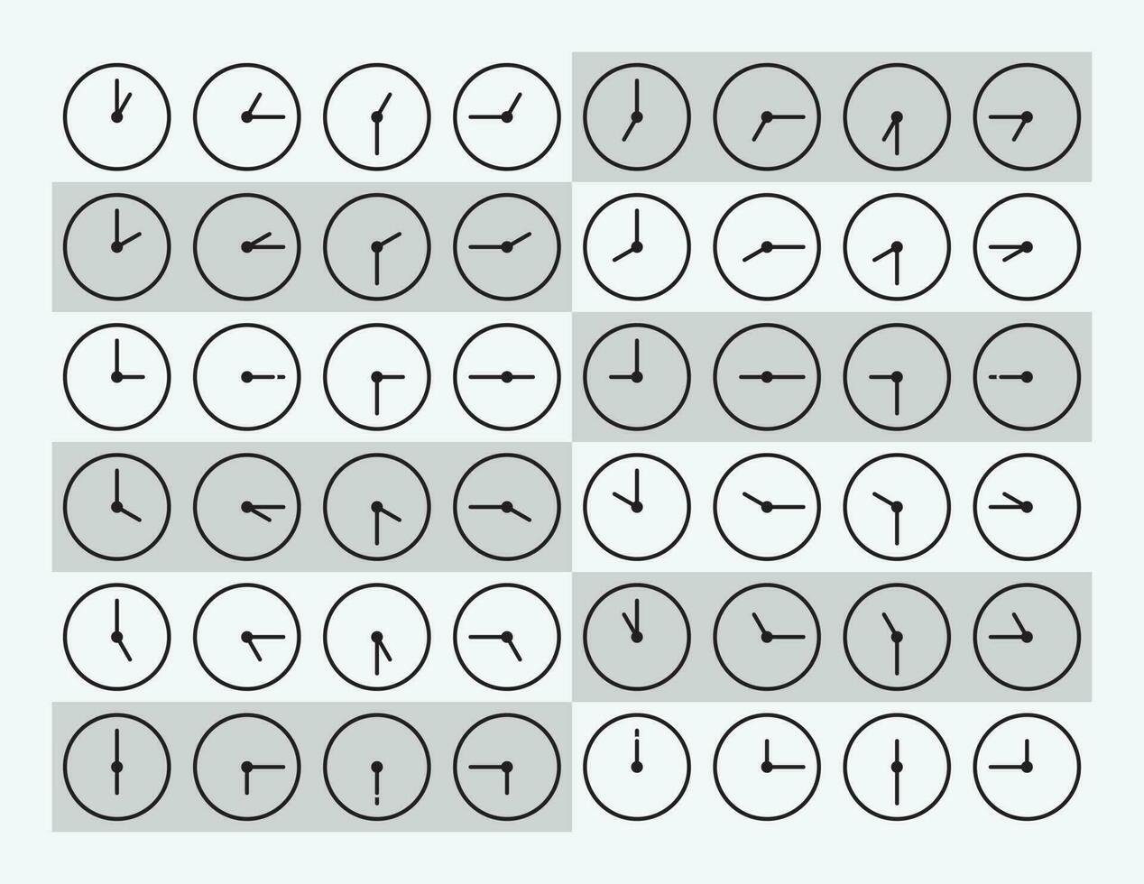 Analog Clocks Pointing at Different Hours Vector