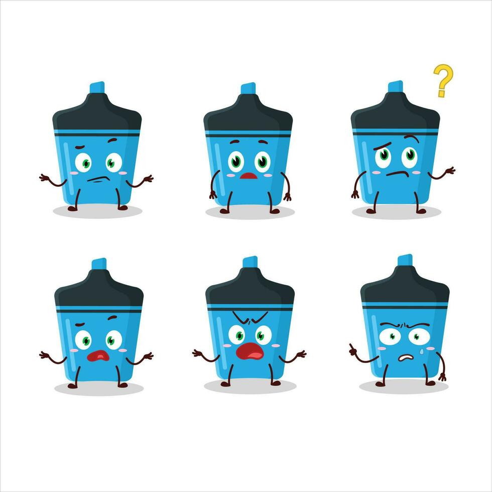 Cartoon character of blue highlighter with what expression vector