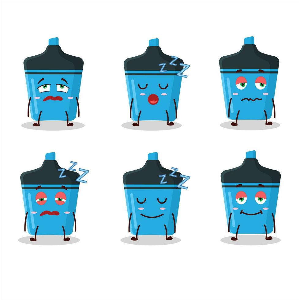 Cartoon character of blue highlighter with sleepy expression vector