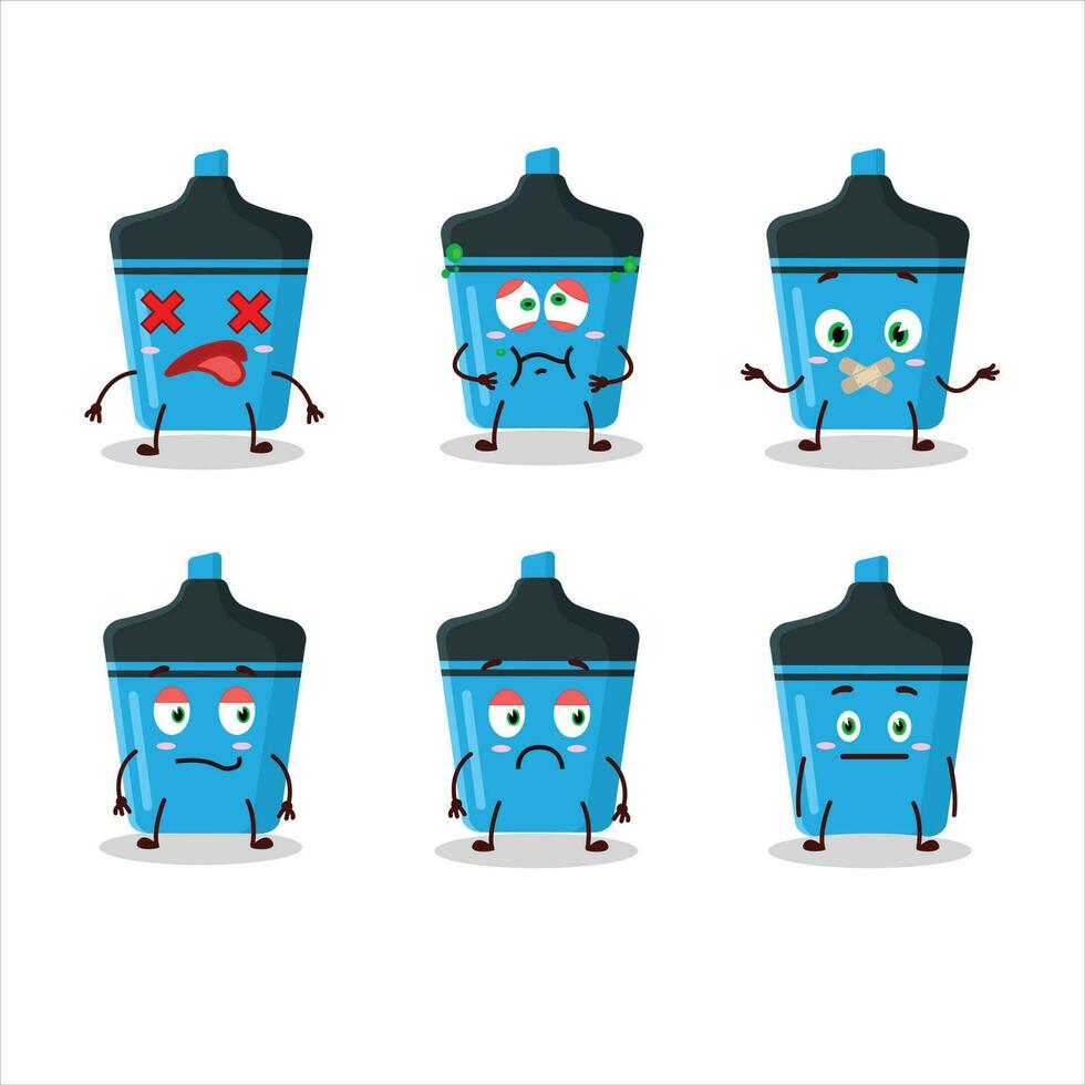 Blue highlighter cartoon character with nope expression vector