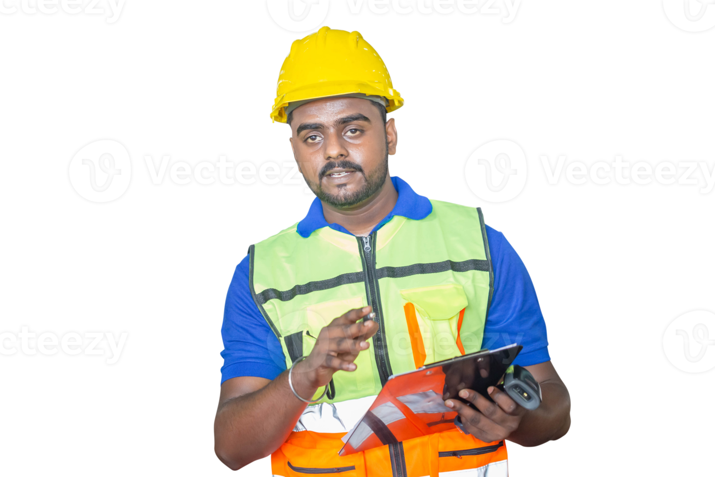 Worker man with clipboard, Man in hard hat png