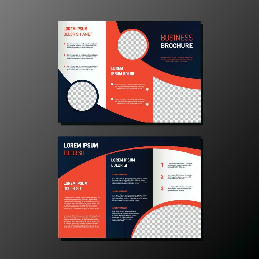 trifold business brochure template in blue and red design vector