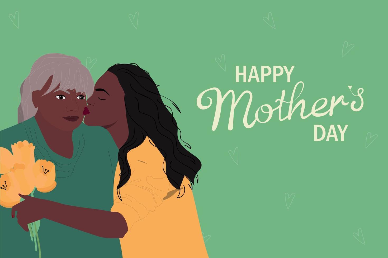Mother's Day banner with adult daughter vector