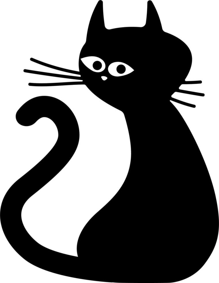 A silhouette of a cat in a very simplified children's style. Vector. vector