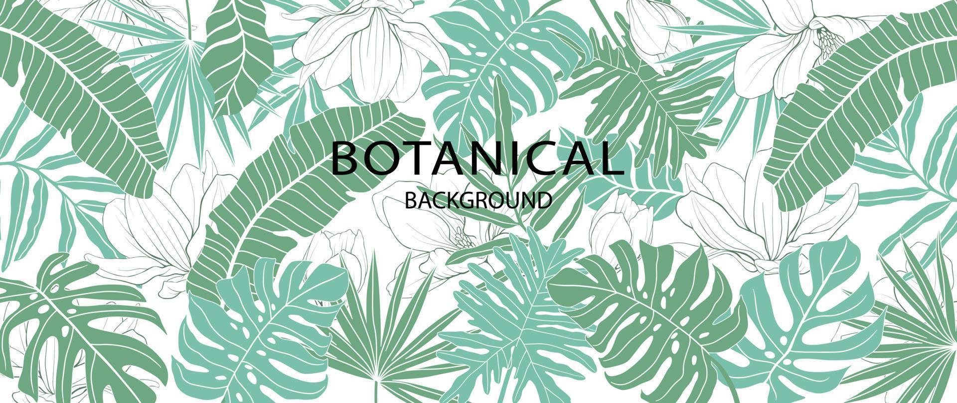 Tropical leaves background vector. Botanical background. Design for fabric, print, cover, banner, decoration, wallpaper. vector