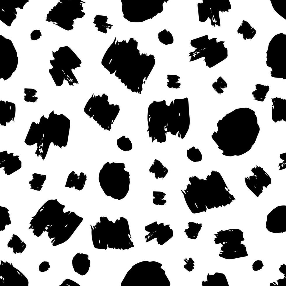 Seamless pattern with dark hand drawn scribble smear on white background. Abstract grunge texture. Vector illustration