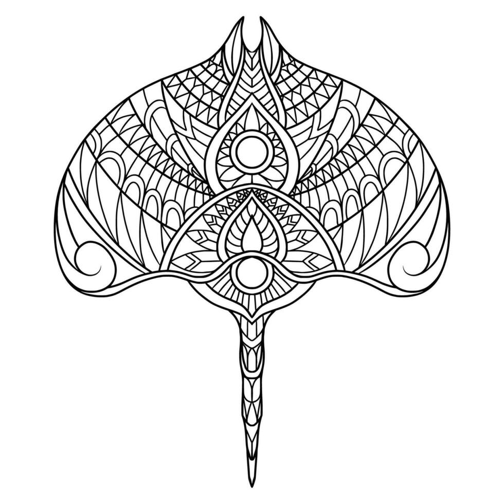 Stingray Mandala Illustration in Lineal Style Coloring Book vector