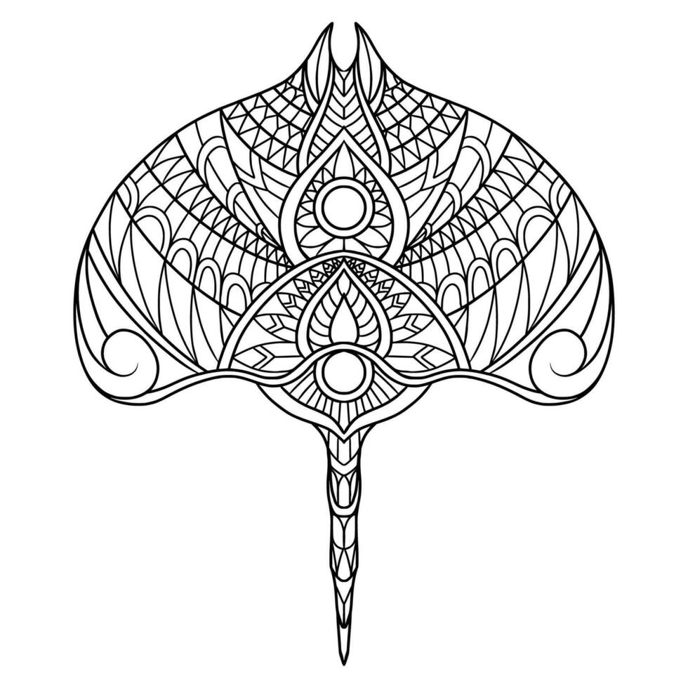 Stingray Mandala Illustration in Lineal Style Coloring Book vector