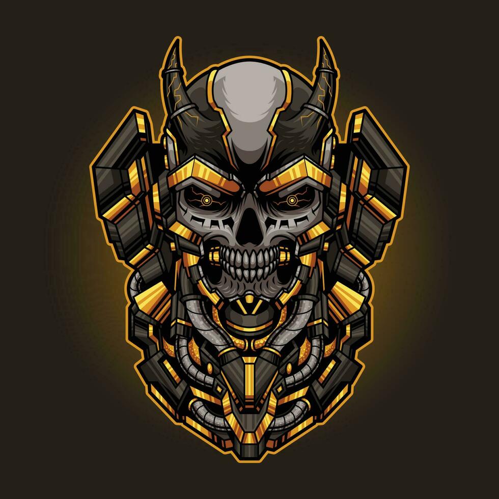 Mecha skull illustration vector