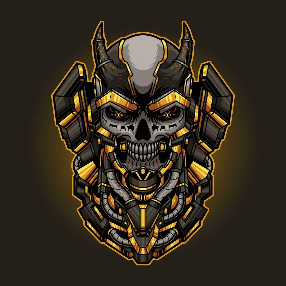 Mecha skull illustration vector