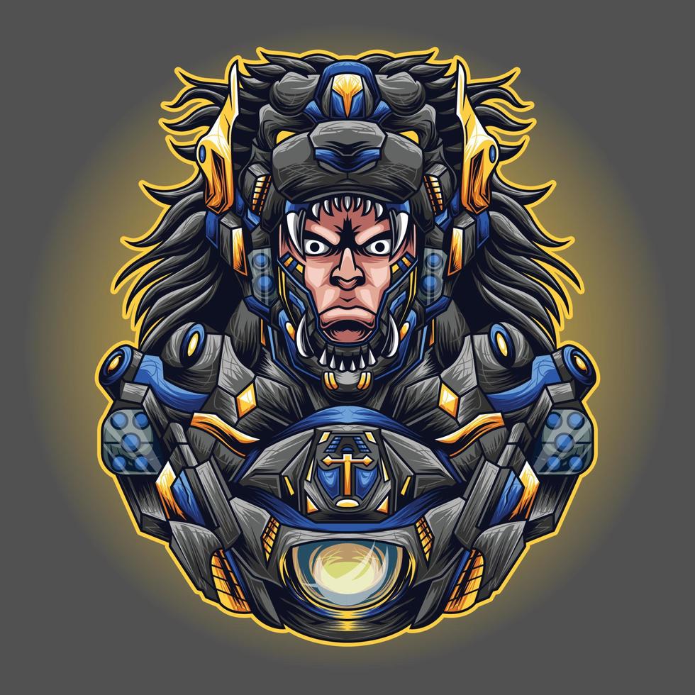 Mecha cyborg Lion Man Illustration vector