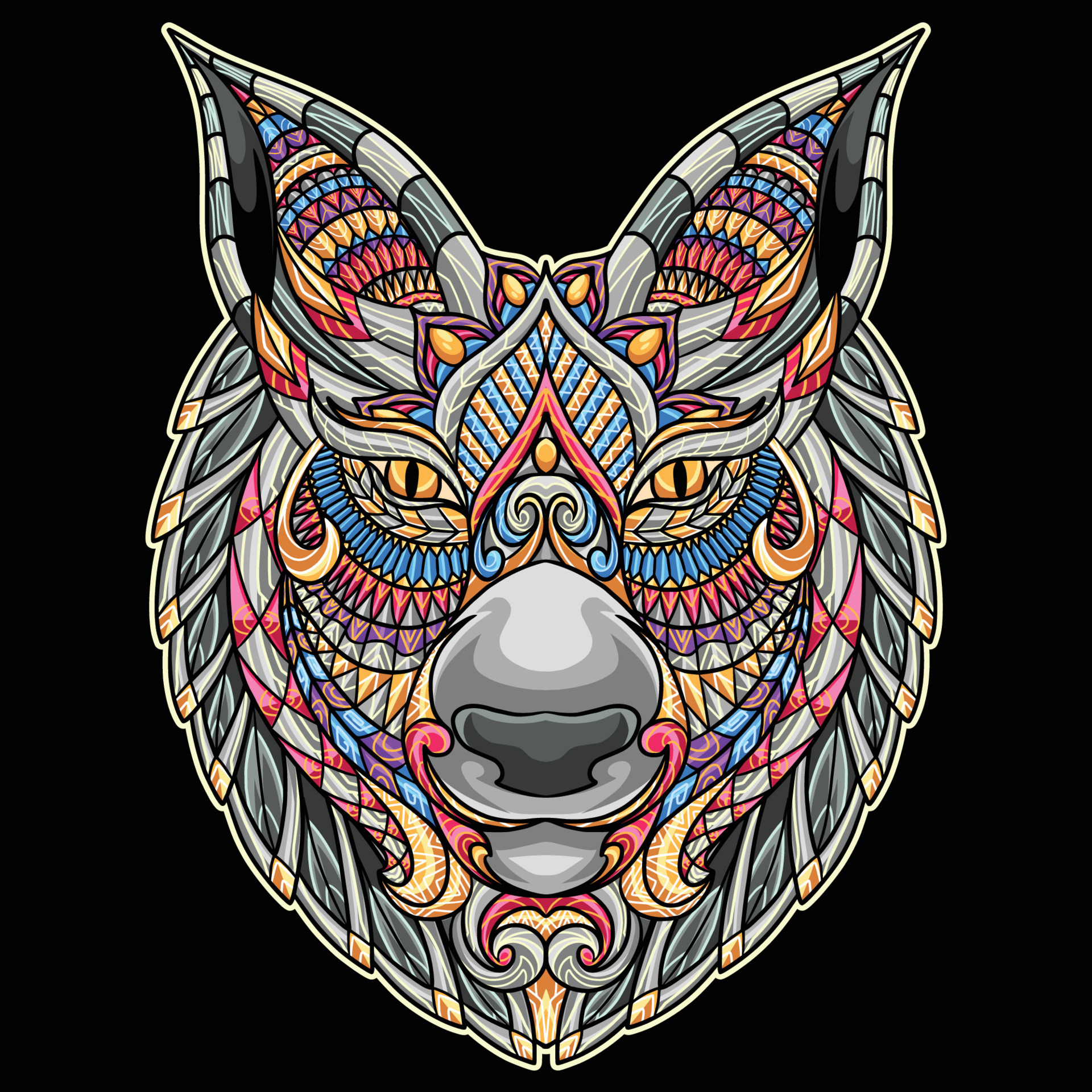 Wolf Mandala Illustration Full Colour 22529335 Vector Art at Vecteezy