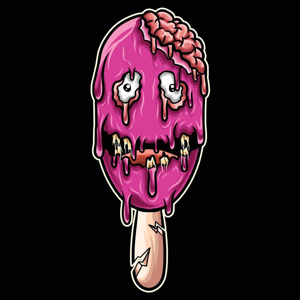 Ice cream with brain out cartoon vector