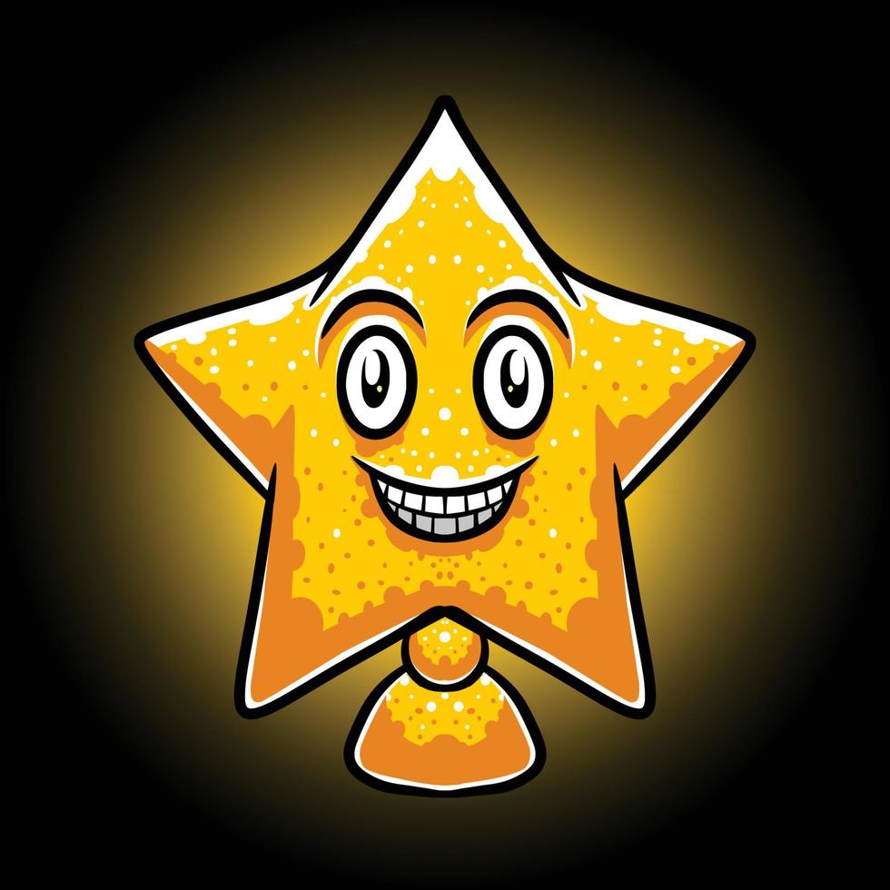 Happy star to be placed on the Christmas tree vector