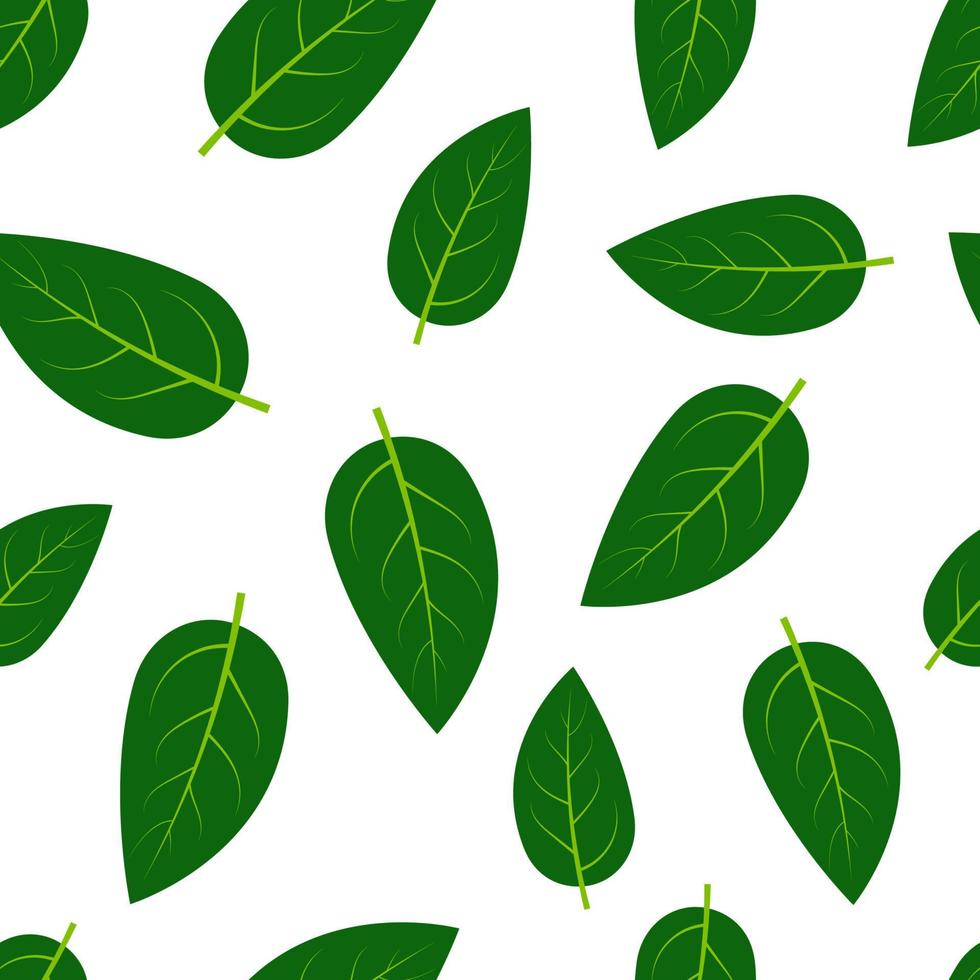 Seamless pattern with green summer leaves. Vector illustration.
