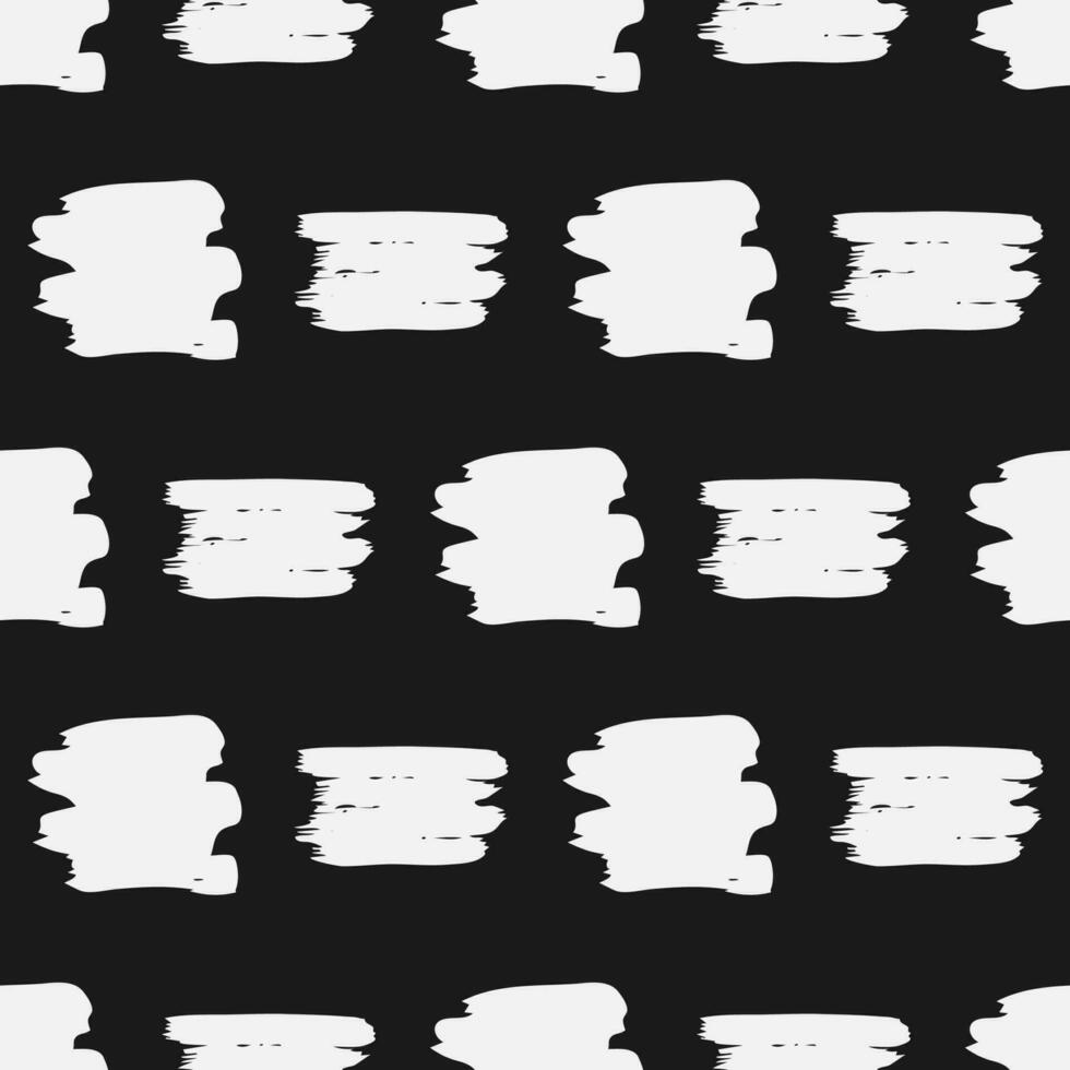 Seamless pattern with white hand drawn scribble smear on dark background. Abstract grunge texture. Vector illustration
