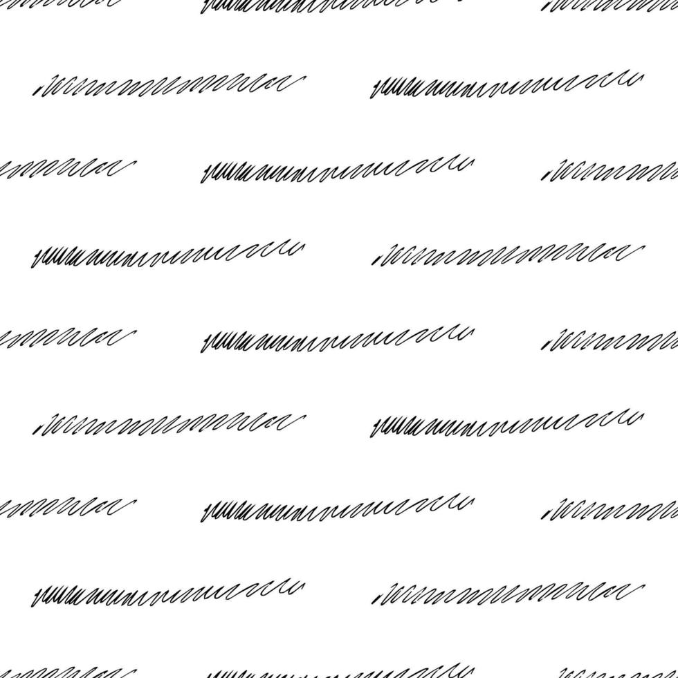 Seamless pattern with black pencil brushstrokes in abstract shapes on white background. Vector illustration