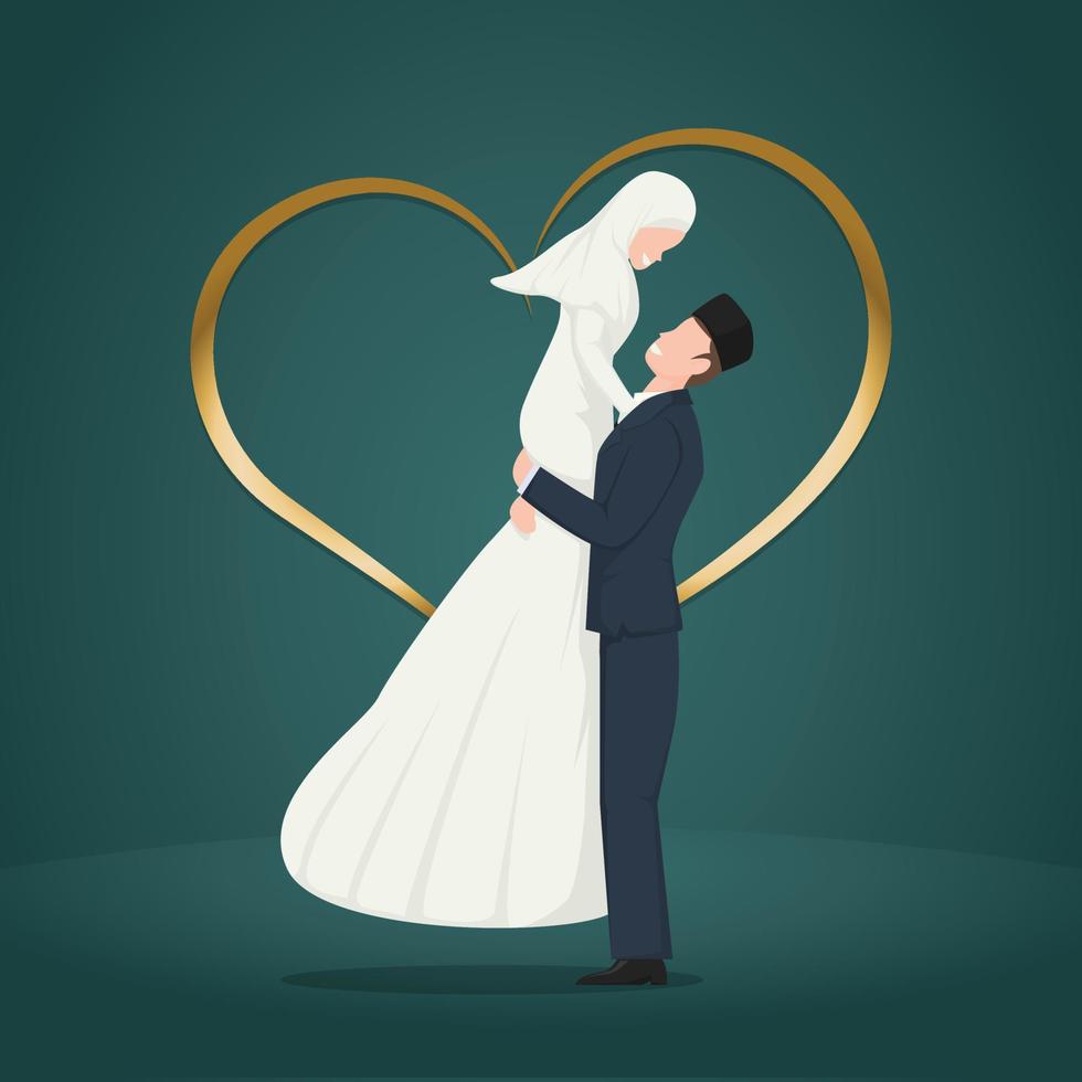 illustration of married muslim couple vector