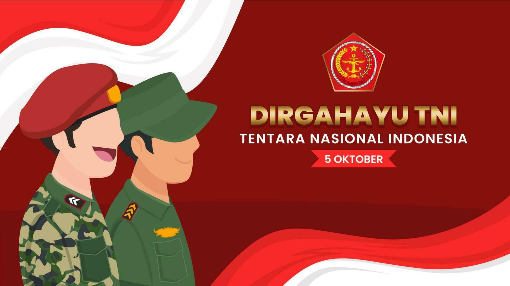 Indonesian National Armed Forces Happy Birthday banner vector