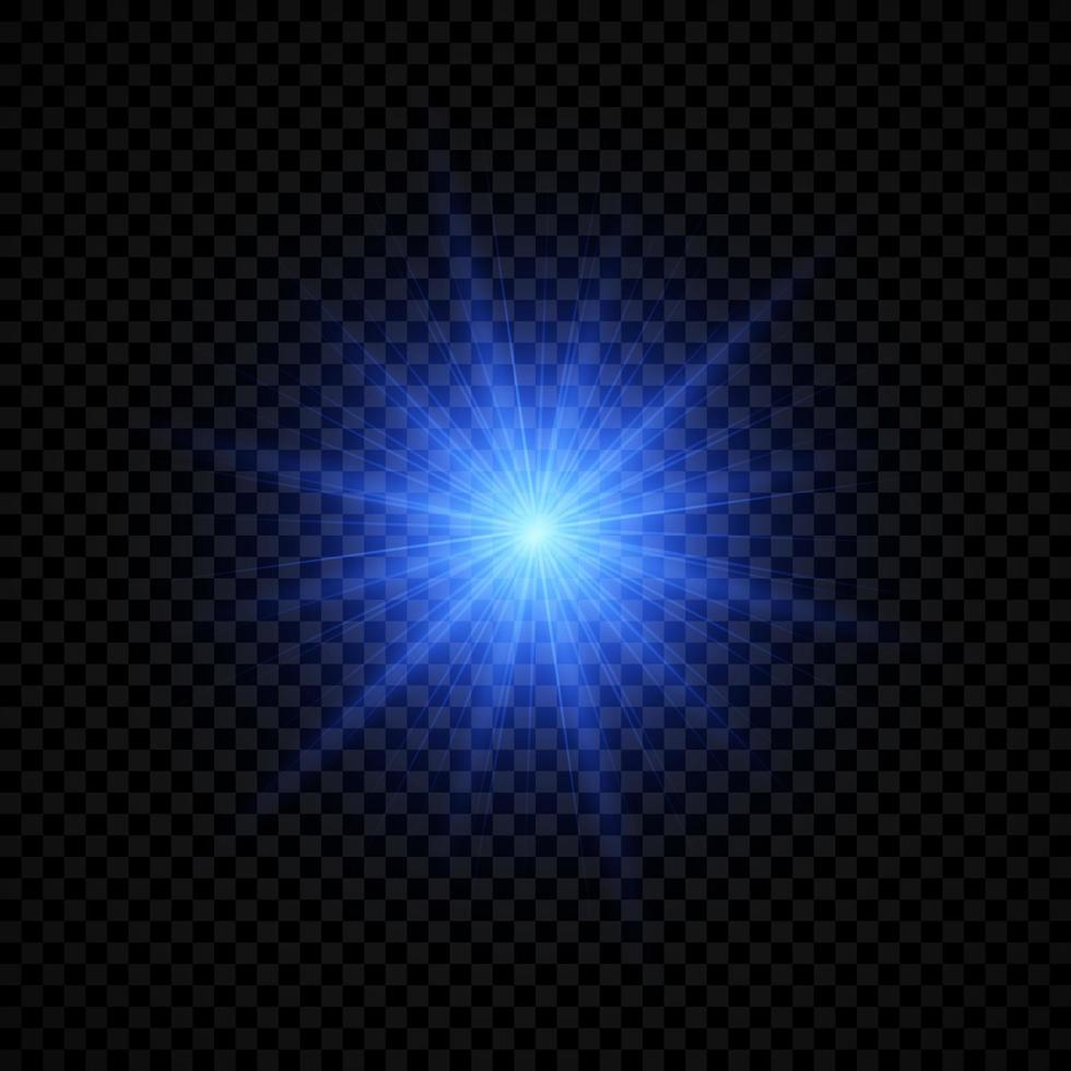 Light effect of lens flares. Blue glowing lights starburst effects with sparkles vector