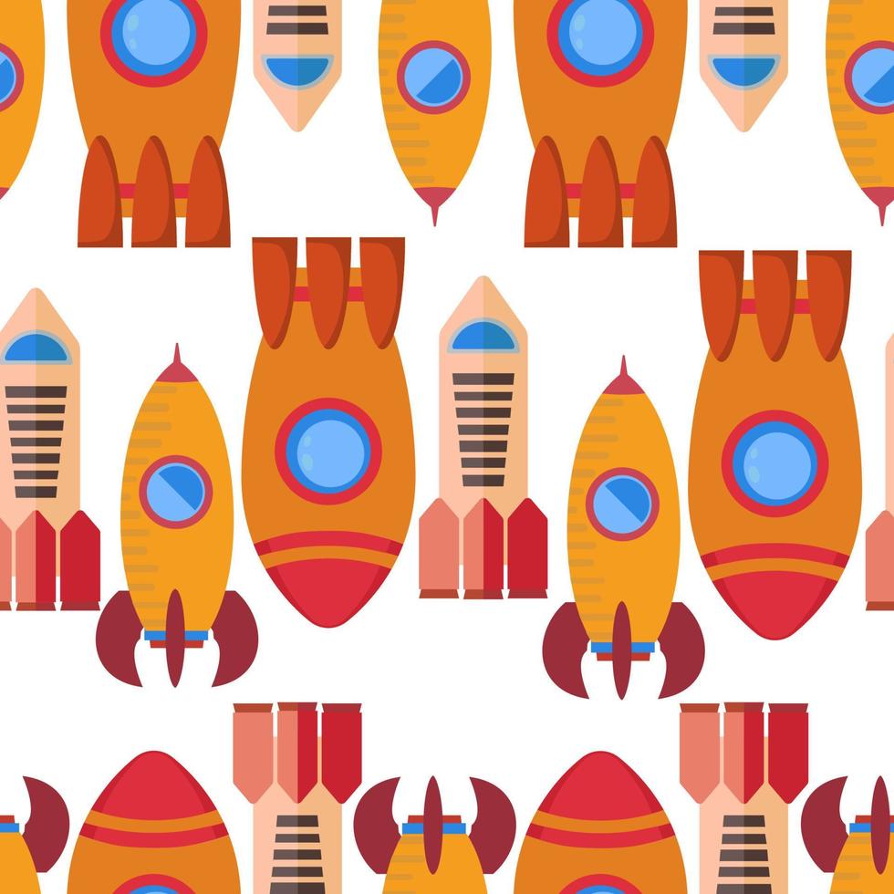 Seamless pattern with space rocket. Vector illustration.