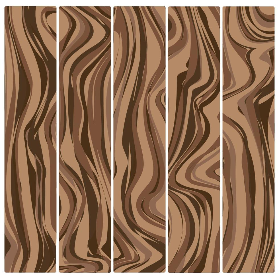 Five wooden boards. Vector abstract wood texture in flat design.