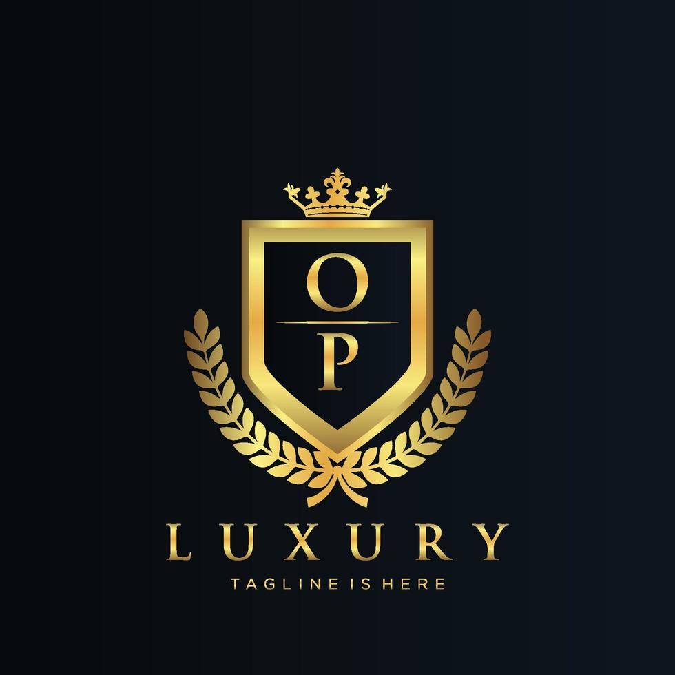 OP Letter Initial with Royal Luxury Logo Template vector