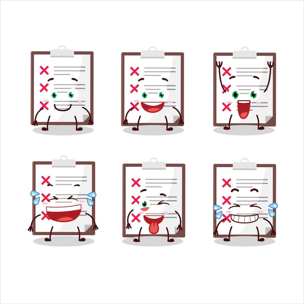 Cartoon character of clipboard with cross check with smile expression vector