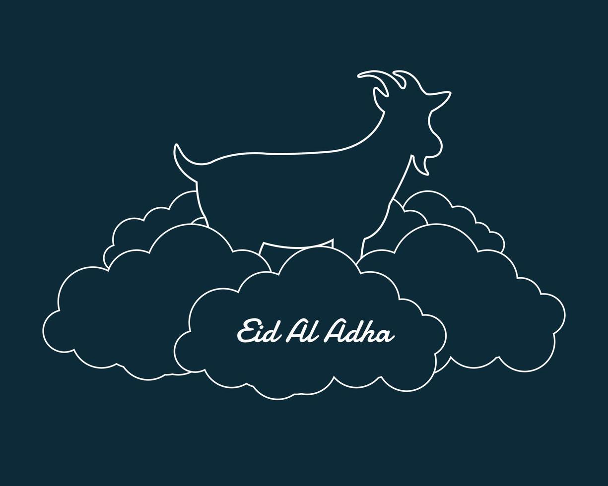 Eid Al Adha Cloud Goat Line Art vector