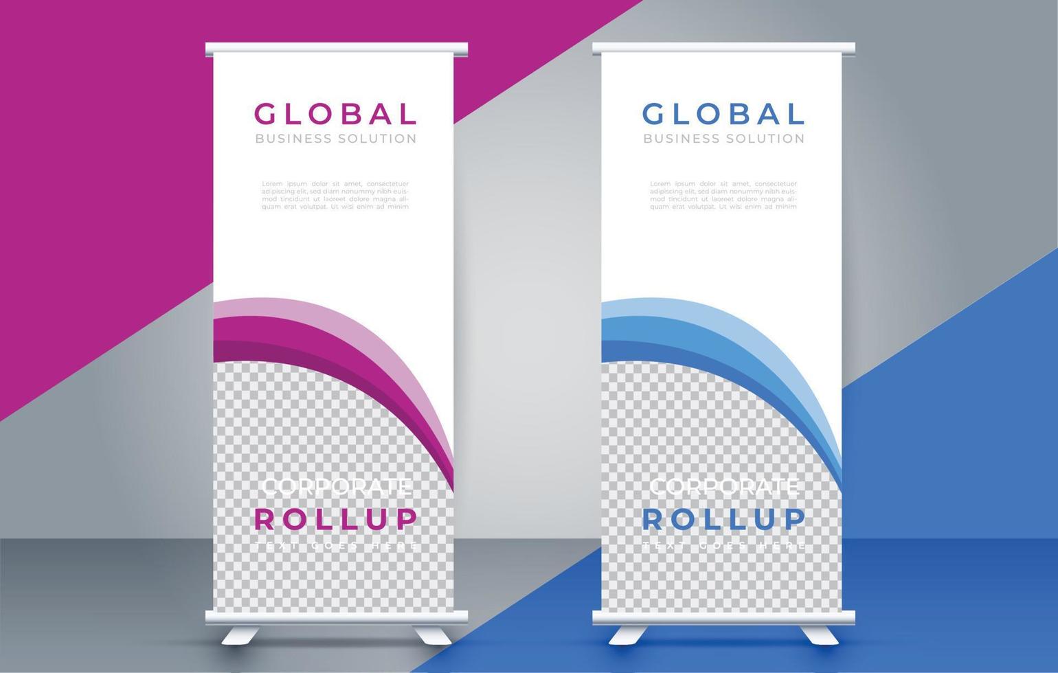 creative roll up banner design template. flyer. pull up. presentation. brochure. poster. advertisement. print media vector