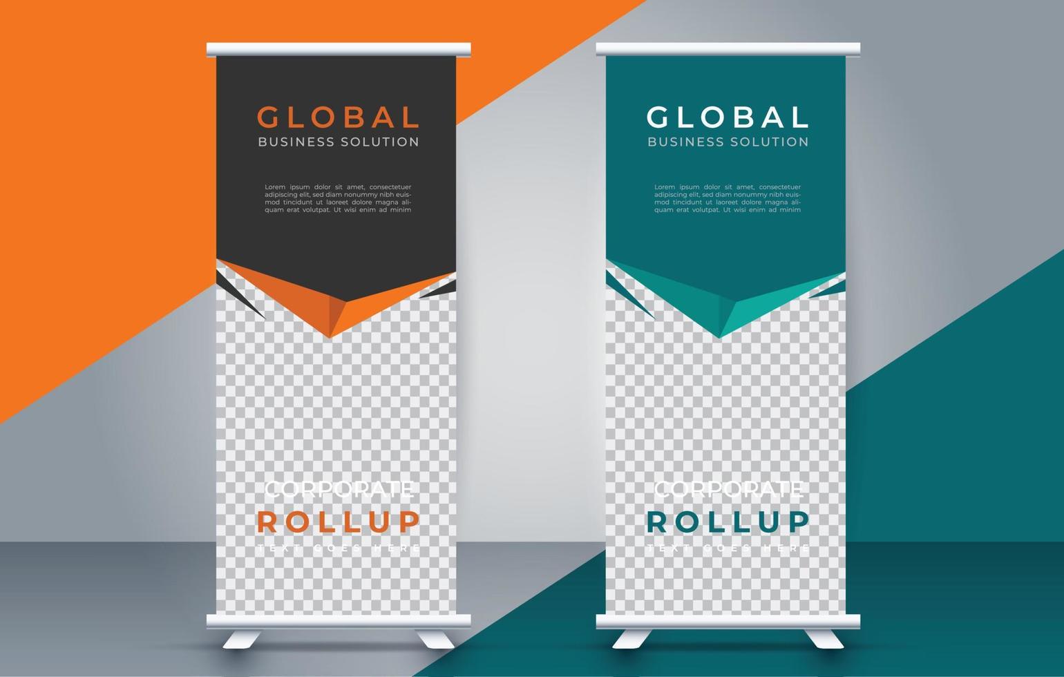 creative roll up banner design template. flyer. pull up. presentation. brochure. poster. advertisement. print media vector