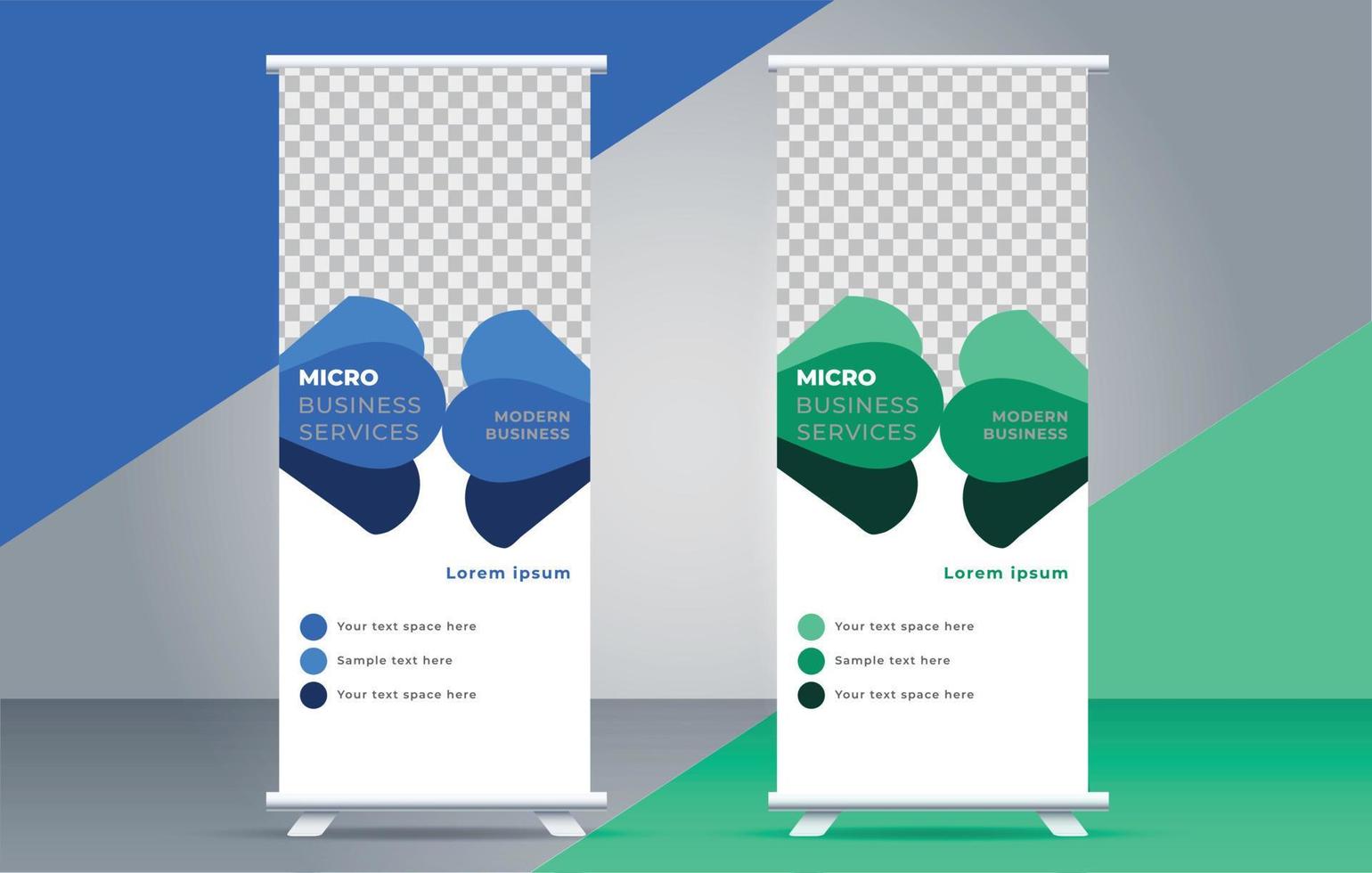 unique roll up stand banner design template vector