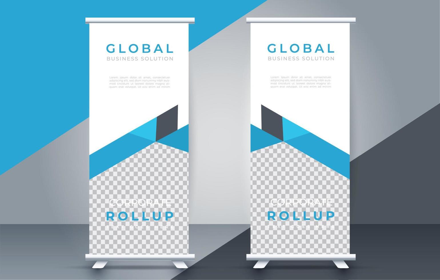 creative roll up banner design template. flyer. pull up. presentation. brochure. poster. advertisement. print media vector